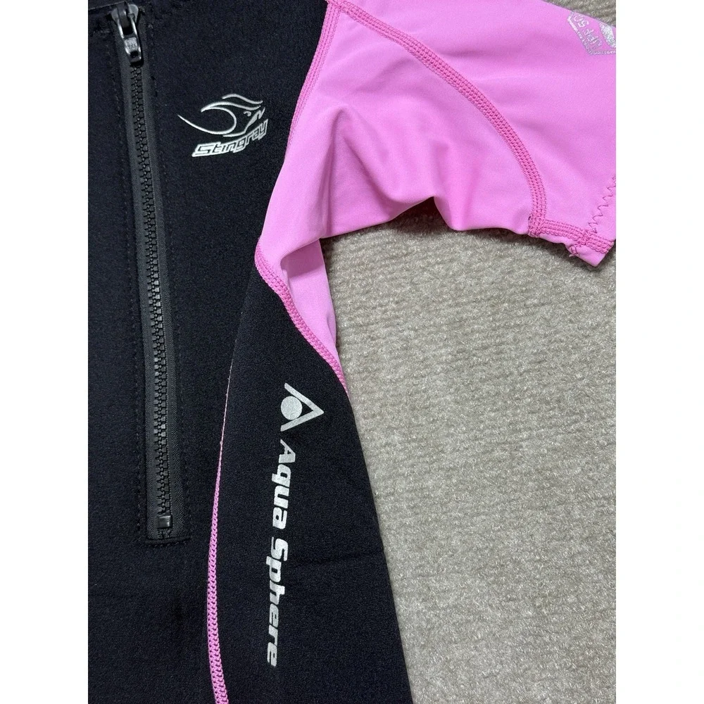 Kids Stingray Aqua Sphere Wetsuit Size 8 Pink / Black Short Sleeve Beach‎ Summer